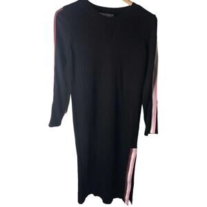 ASOS Racer Stripe Sweater Dress Size 4 Black with Red White Stripes Athleisure